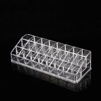 Clear Acrylic Lipstick Organizer for Cosmetic Make Up Holder Crystal 24 Sections A Style