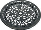 VIVIJASON 24" Cast Aluminum Lazy Susan Turntable, 360° Rotating Display Tray with Silent Bearings, Round Table Top Swivel Serving Plate with Umbrella Hole for Outdoor Dining Table, Floral Style
