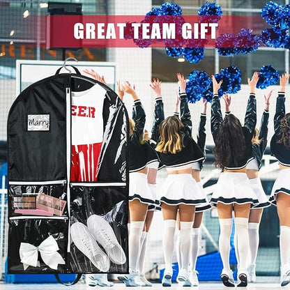 Blushtier Cheer Garment Bags for Cheerleading Uniform Hanging Garment Bags for Dance Costumes 40 Inch Clothes Bag with 5 Pockets and Side Zip Travel Storage Cheer Uniform