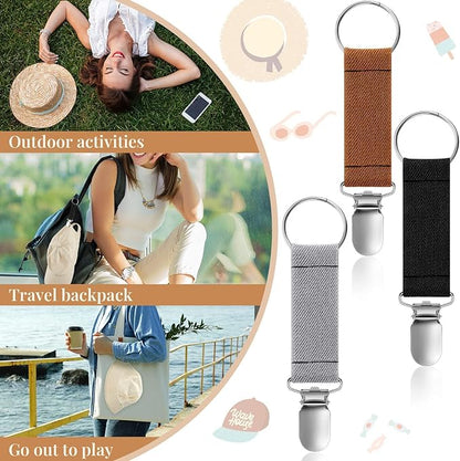 7 PCS Hat Clip for Travel on Bag，Elastic Travel Caps Carrier, Hat Hook, Hat Holder for Travel, Hats Brim Hanging Hook Traveling Accessories，Suitable for Backpacks and Luggage，Multicolor