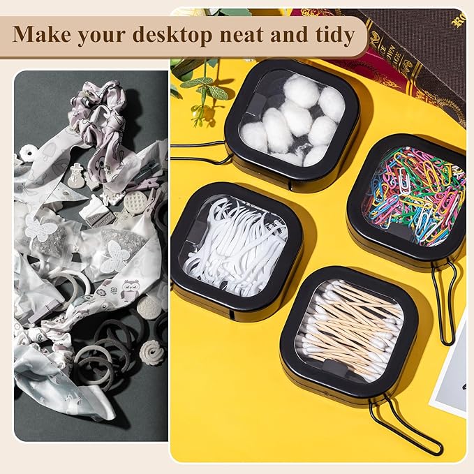 Kathfly 2 Pack Hair Tie Organizer Portable Hairband Holder Portable Hair Accessories Organizer Hanging Storage Container for Cotton Swab Bobby Pin Small Items on Desktop(Black)