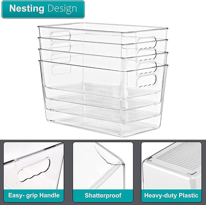 Sorbus Clear Storage Bins, 8 Pack X-Large Organization Bins with Handles – Clear Storage Containers for Storage, Pantry, Fridge, Cabinet, Closet & Kitchen Organization – BPA-Free Plastic