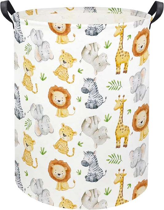 Woodland Baby Laundry Basket Animal Baby Hamper for Nursery Girl Kids Hamper Cute Kids Toys Storage Bin Organizer Animal Nursery Decor for Home(Green Animal)