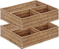 Vagusicc Wicker Divided Storage Basket, Wicker Baskets, Basket for Shelves Drawer Organizing, 3 Section Rectangular Woven Storage Baskets, 2-Pack, Natural