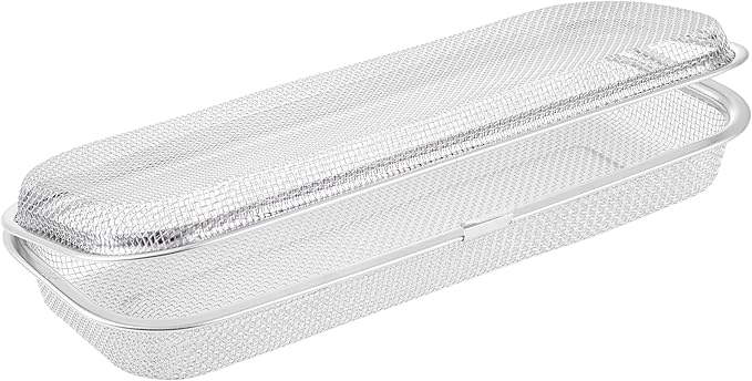 Chopstick Holder for Dishwasher, Kitchen Small utensil organizer for drawer, Mesh 304 Stainless Steel with Lid and Lock, Great accessory for Chopstick or Straw