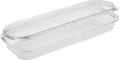 Chopstick Holder for Dishwasher, Kitchen Small utensil organizer for drawer, Mesh 304 Stainless Steel with Lid and Lock, Great accessory for Chopstick or Straw