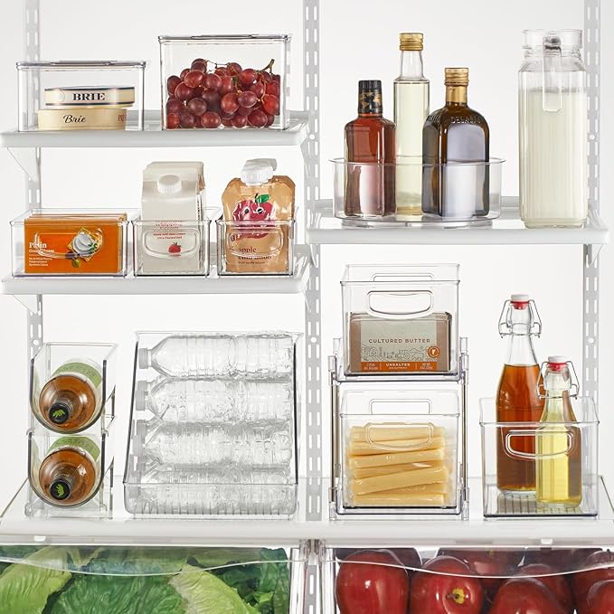 mDesign Lazy Susan Turntable Plastic Spinner for Kitchen/Bathroom, Pantry, Fridge, Cupboards, or Counter Organizing, Fully Rotating Organizer for Food, 9" Round - Lumiere Collection - Clear