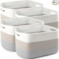 4 Pack Large Storage Baskets for Organizing, 16''Lx12''Wx8''H Woven Baskets for Storage Toys, Towels, Books, and Clothes, Cotton Rope Basket for Shelves with Handle