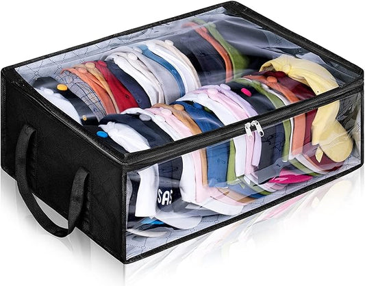 AOODA Wide Hat Storage for Baseball Caps, Large Capacity Hat Organizer for Closet Cap Holder Holds up to 40 Snapbacks, Black
