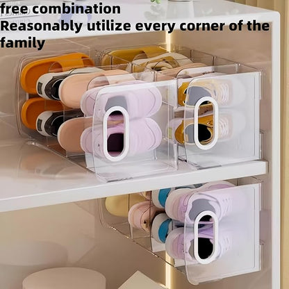 Acrylic Clear Kids Shoe Rack,Wall-Mounted Baby Shoe Organizer,3 Sections Toddler Shoe Organizer,Baby Organizers and Storage,Shoe Storage Boxes Stackable,Save Space for Storing Baby Shoe Shelfs(2 Pcs)