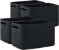 OIAHOMY 4 Pack Storage Baskets for Organizing, Cube Storage Bins for Shelves, Rectangle Storage Baskets With Handles, Woven Baskets for Storage, 16''Lx12''Wx8''H, Black
