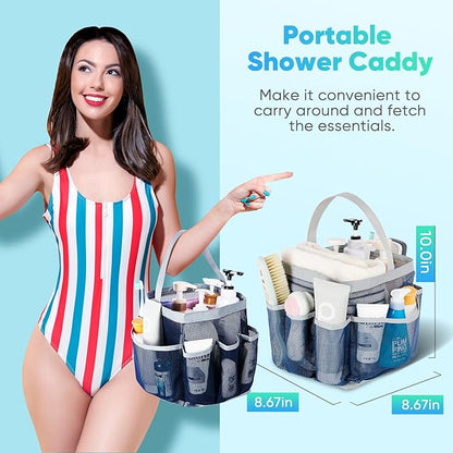 EUDELE Mesh Shower Caddy Portable for College Dorm Room Essentials,Shower Caddy Dorm with 8-Pocket Large Capacity for Beach,Swimming,Gym,Travel essentials