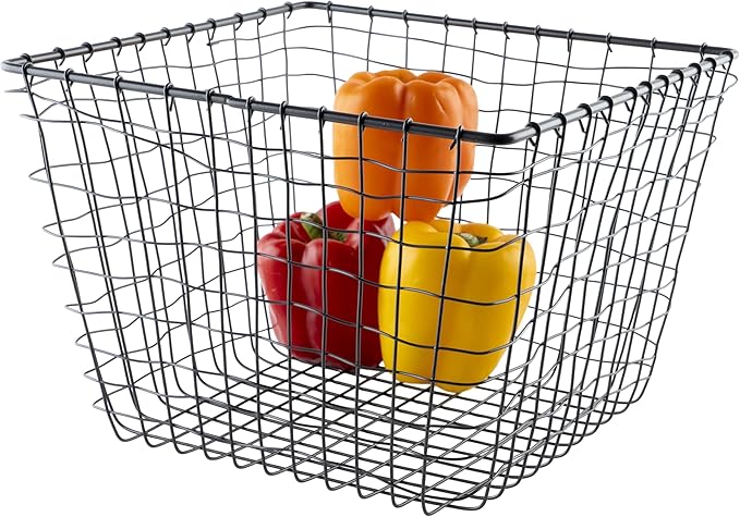 G.E.T. WB-305-MG Heavy Duty Iron Wire Utility Storage Bin/Basket, Square, 11" x 11" x 8"