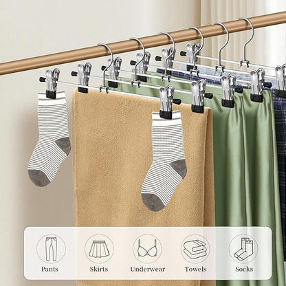 Pants Hangers with Clips 30 Pack Adjustable Skirt Hangers for Women Non-Slip Shorts Trousers Hanger for Jeans Clothes Hanger for Pants Heavy Duty Space Saving,Black 12Inch