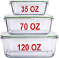 AGTRADE X-LARGE Glass Food Storage Containers with Lids Baking Dish Set Glass Storage Containers with Locking Lid Set 3-120 oz/70 oz/35 oz - Large Meal Prep Storing Serving Food Leakproof Ovensafe