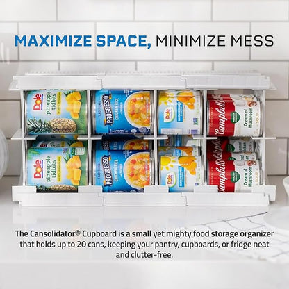 Shelf Reliance Cansolidator Cupboard - 1-Pack Can Organizer for Pantry, Stackable Soda Can Storage for Kitchen, Holds 20 Cans of Food or Soda