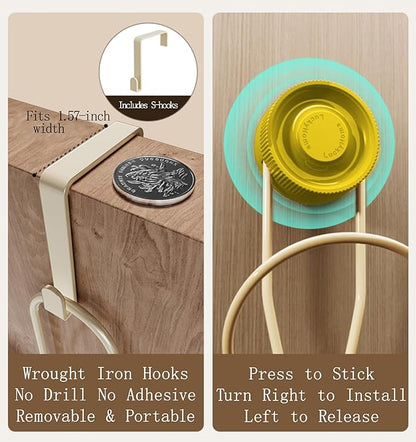 Hat Organizer for Baseball Caps, Strong Suction Cup, Hat Rack for Wall, Stainless Steel Hat Hanger Display Storage, Sleek Design, Cap Holder Two Mounting Option for Closet Door Bedroom(Yellow)