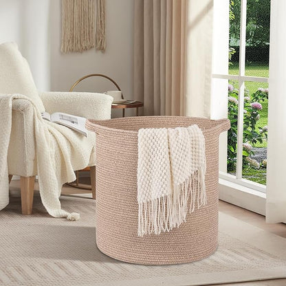OIAHOMY 80L Laundry Hamper, Storage Basket with Handles, Laundry Basket For Toys, Pillows, Blankets,Clothes-20x18in-Brown