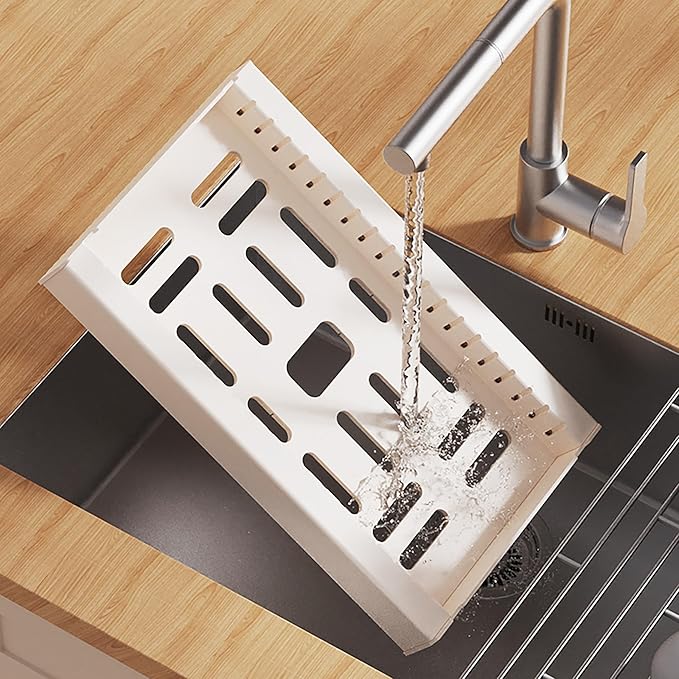 Pots and Pans Organizer Under Cabinet Expandable Pot Lid Holder with 10 Adjustable Dividers Pot Rack for Kitchen Storage Cutting Boards, Bakeware, Lid, White