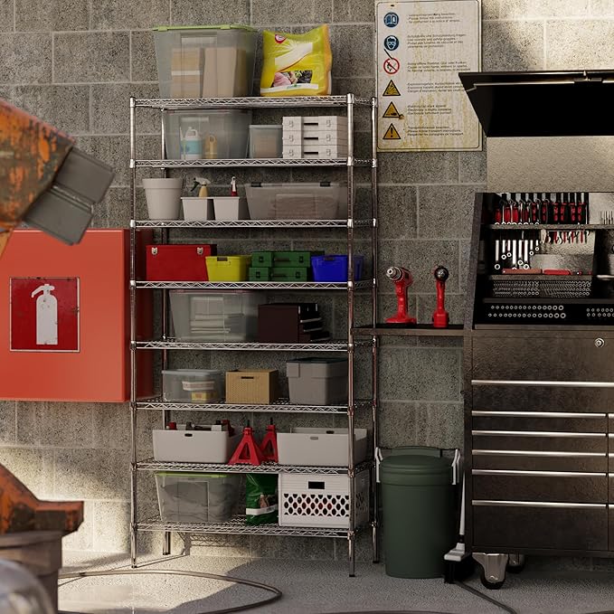 18" Deep x 42" Wide x 86" Height Wire Shelving Kit | 8-Tier | NSF Commercial Storage Rack Unit