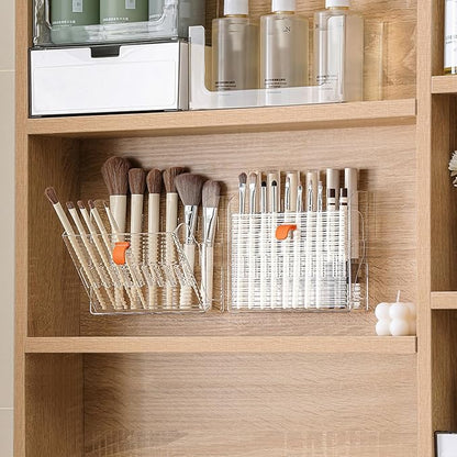 Wall-Mounted Makeup Eyeliner Lip Liner Organizer Holder, 16-Slot Cabinet Storage for Brush, Makeup Pencils, Concealer Pencil Display Case for Vanity Bathroom, Clear