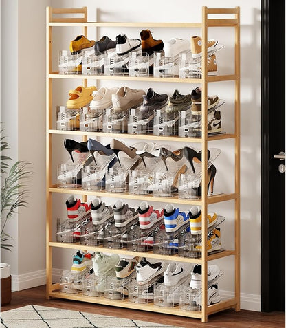 10Pack Shoe Slot Organizer Clear Shoe Stackers Organizers for Closet Space Saver 50% Shoes Display Shelf Rack Holders Zapateras Organizers