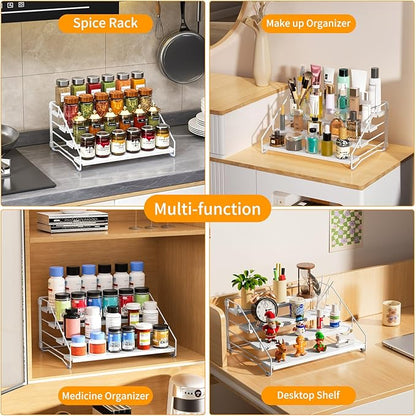 RCHYFEED Spice Rack Organizer for Cabinet, 4 Tier Spice Organization for Cabinet Depth Adjustable,Tierd Spice Rack Seasoning Organizer for Kitchen Countertop Pantry, Metal(1 Pack)