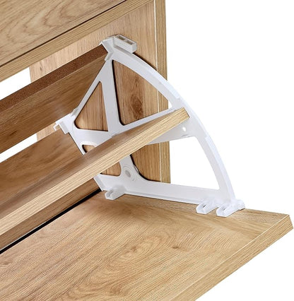 XIAO WEI Shoe Cabinet, Shoe Storage Organizer Cabinet with 2 Flip Half Moon Line Doors, Freestanding Shoe Rack with Adjustable Shelf for Entryway（Oak）