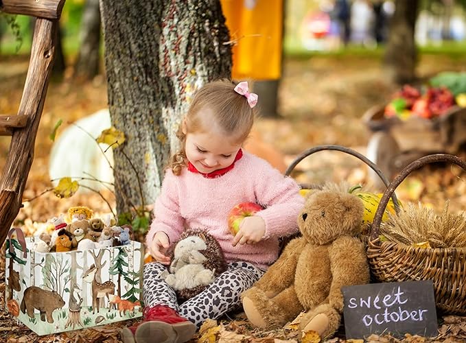 Sanjiaofeng Rectangular Kids Basket Animal Storage Bins,Woodland Storage Baskets with Handles.Clothers,Toys,Books,Kid's Gifts Storage. (Tree animal)