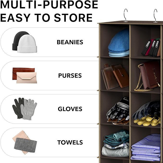 Simple Houseware 24 Section Shelves Hanging Shoes Organizer Holder for Closet, Brown