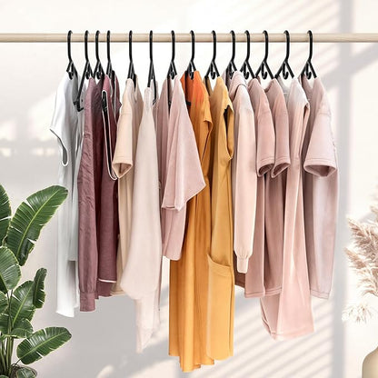 NEATERIZE Thick Heavy Duty Hangers - Black Plastic Clothes Hangers 12 Pack - Great for Coat Hanger, Jackets Jeans & Suit Hanger for Closet - New Apartment Essentials Percheros Ganchos para Colgar Ropa