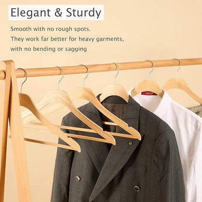 Wooden Natural Slim Solid Wood Coat Hangers,16.7inch Ultra Thin Space Saving Wooden Adult Hangers,Clothes 20 Pack Heavy Duty Suit with Pant Bar for Jacket Shirt Suit Pants