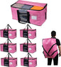 6-Pack Extra Large Moving Bags with Backpack Straps & Side Handles, 50 lbs Heavy Duty Storage Totes, Water-Resistant Clothes Packing Boxes Alternative (Pink)
