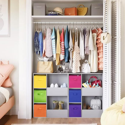 GRANNY SAYS 11 Inch Cube Storage Bins, Colorful Cube Storage Organizer, Fabric Storage Bins, Storage Cubes for Shelves, Closet, Toy Storage Bins for Kids Room, Play Room, Rainbow, 6-Pack