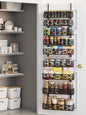 Over The Door Pantry Organizer, 9-Tier Pantry Organizers and Storage with Adjustable Basket, Hanging Spice Rack for Home & Kitchen, Laundry Room Bathroom, Black