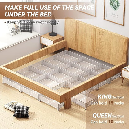 PHINOX Under Bed Storage, Under the Bed Storage Containers with Wheels, Under Bed Shoe Storage Organizer Drawer for Bedroom Clothes Shoes Blankets -4Pack