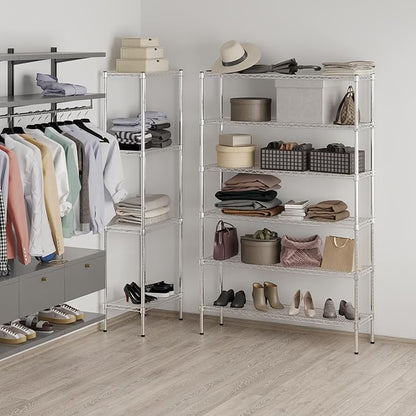 14" Deep x 48" Wide x 74" Height Wire Shelving Kit | 6-Tier | NSF Commercial Storage Rack Unit