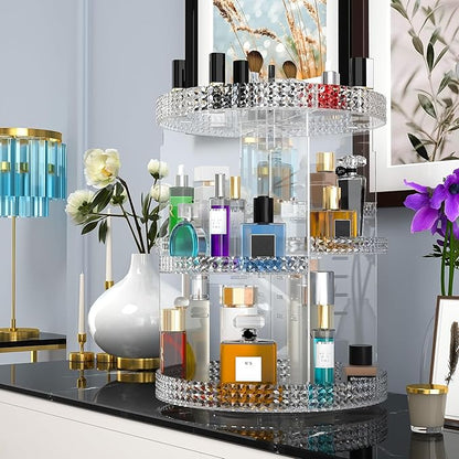Awenia Makeup Organizer 360-Degree Rotating, Adjustable Makeup Storage, 7 Layers Large Capacity Cosmetic Storage Unit, Fits Different Types of Cosmetics and Accessories, Plus Size(Acrylic Clear)