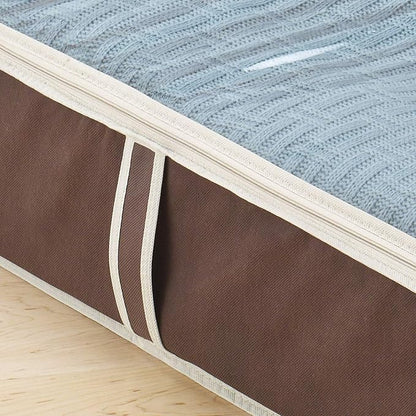 Whitmor Under Bed Storage Bags 2 Pack, Zippered Underbed Storage Containers with Clear Window and Handles, Foldable Clothes Blanket Storage Organizer, 18 x 42 x 6 Inches, Java