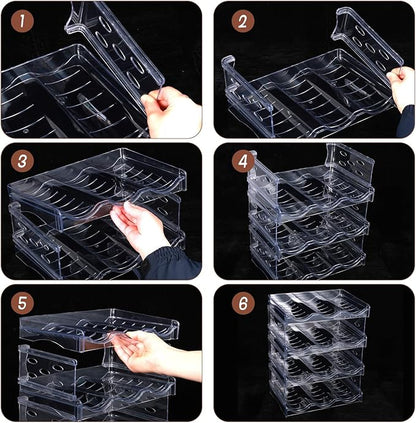 Cat Food Can Organizer, 4 Tier Can Organizer for Pantry, Transparent Acrylic Cat Food Storage Container Holds 72 (3.5oz) Cans, Can Rack Organizer for Countertop Kitchen Cabinet