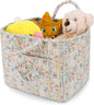 Storage Basket Boho Fabric Large Collapsible Floral Laundry Nursery Hamper Portable Folding Storage for Clothes Toys (Blue Floral)