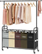 Tajsoon Laundry Sorter Cart with Hanging Rack, 5 Section Laundry Hamper, 246L (65 Gal.) Laundry Basket with Wheels, Removable Hamper Organizer for Dirty Clothes Bathroom Cloakroom, 5 Colors
