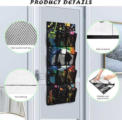 Soccer Ball Door Organizer Hanging Shoe Organizer for College Dorm Room 12 Compartment Breathable Mesh Pocket Over the Door Hanging Storage Bag for Kids Room