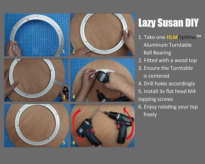 Aluminium Alloy Turntable Bearing Heavy Duty Lazy Susan Metal Rotating Hardware Turntable Bearing Ring Base Only (10 inch)