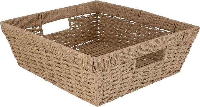 Simplify Large Shelf Storage Basket | Dimensions: 15"x 13"x 5" | Dutch Weave Design | Home Organization | Paper Rope Material | Great For Leaving Spaces | Great for Displaying