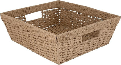 Simplify Large Shelf Storage Basket | Dimensions: 15"x 13"x 5" | Dutch Weave Design | Home Organization | Paper Rope Material | Great For Leaving Spaces | Great for Displaying