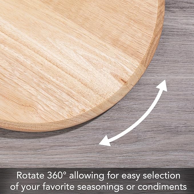 CounterArt Natural Light Wood Round Lazy Susan Turntable 14" Diameter Condiment Caddy, Cheese Server, Cake Plate, Spice Organization