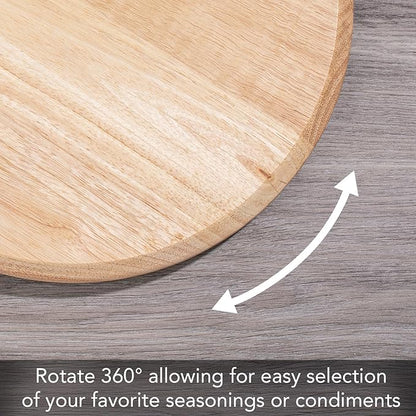 CounterArt Natural Light Wood Round Lazy Susan Turntable 14" Diameter Condiment Caddy, Cheese Server, Cake Plate, Spice Organization