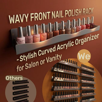 YMVV 15" Nail Polish Racks Wall Mounted Shelf,6 Pack Grey Acrylic Nail Polish Organizer Nail Supplies for Nail Techs,Great Display for Salons Retailers