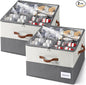 Shoe Organizer for Closet, Fits Up to 32 Pairs, Large Shoe Box Storage Container with Clear Cover, with Adjustable Dividers for Shoe Storage Bins,Space-Saving Shoe Bins,(2-Pack Beige and grey)